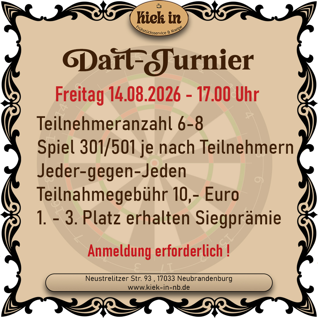 Dartturnier 14.08.2026